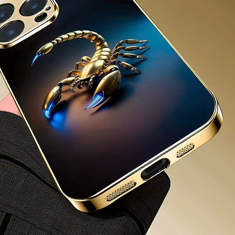 Stoßfeste Glas-Handyhülle mit goldenem Skorpion-Muster für Apple iPhone 11, 12, 13, 14, 15, 16, 17 Pro Max und weitere Modelle, Farbe: Gold - Bild 6