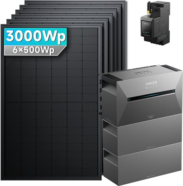 Anker SolarMars Balkonkraftwerk 3000W mit Speicher Anker SOLIX Solarbank 3 E2700 Pro und 2x BP2700 in Schwarz - Bild 1