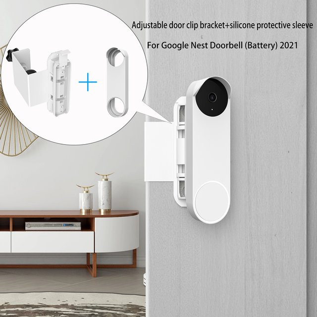 Winkel-Türclip-Halterung mit Silikon-Schutzhülle für Google Nest Doorbell 2021 Batterieversion in Schwarz - Bild 1