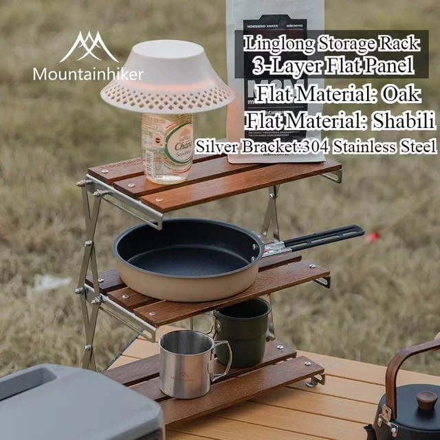 MOUNTAINHIKER Dreistufiges Oak Shabili-Rack faltbares Outdoor-Camping-Rack für Picknick und Grillen - Bild 1