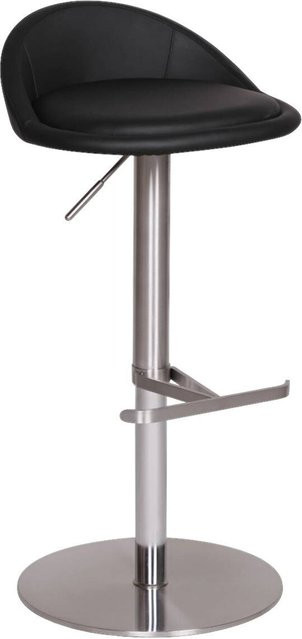 Wohnling Barhocker in Schwarz und Silber mit Kunstleder und Edelstahl, B/H/T: 36 x 90 x 37 cm - Bild 1