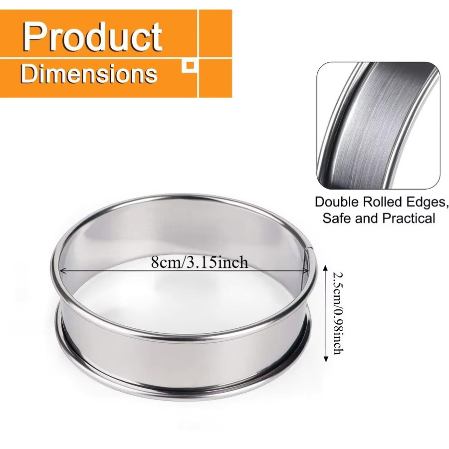 FEB.WIND 12er Pack Crumpet-Ringe aus Edelstahl in Silber, runde Antihaft-Backformen für Kuchen und Kekse - Bild 5
