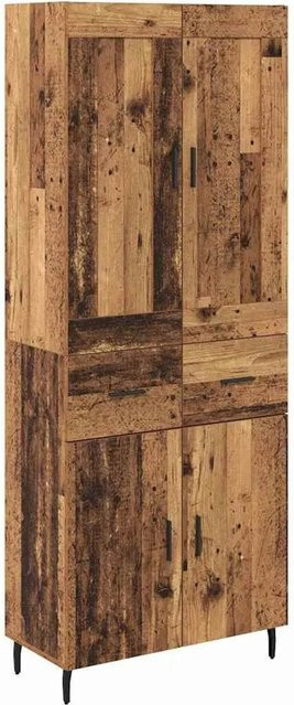 vidaXL Highboard 2-teilig in Altholz-Optik mit Glasfront und Schubladen, Braun, B/T/H: 180 x 34 x 69,5 cm - Bild 1