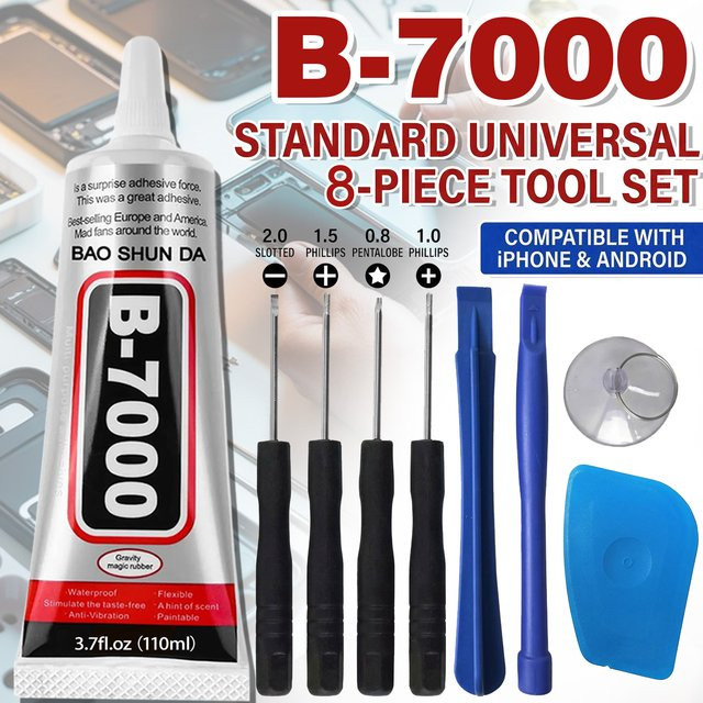 B7000 und T7000 Universal-Reparaturkleber für Handybildschirme, Tablets und Computer in Transparent oder Schwarz, erhältlich in 15 ml, 50 ml oder 110 ml - Bild 1