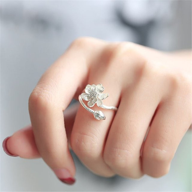 GaGa-Duck Ring, 925 Silber, Lotus Blume, Damen - Bild 1