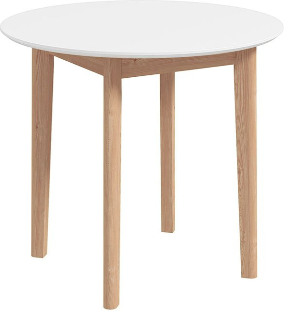 HOMCOM Esstisch Rund im Landhausstil aus Kiefernholz, Weiß, B/T/H: 75 x 75 x 76 cm - Bild 1