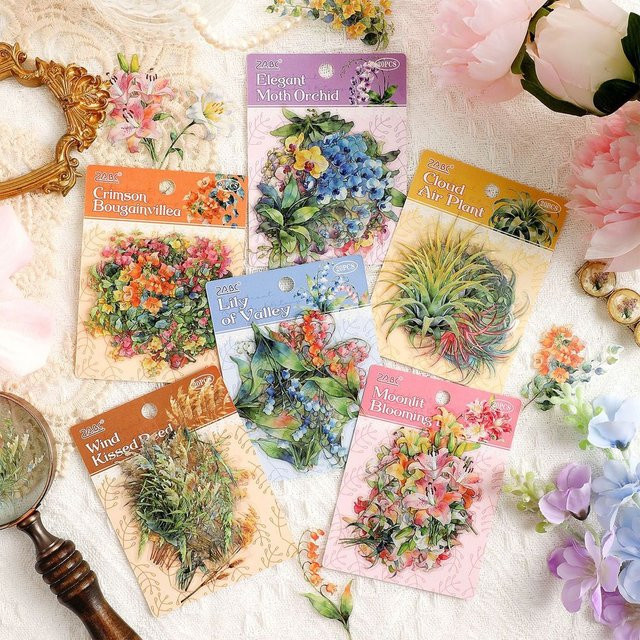 20 Stück Transparente Blumen PET-Aufkleber Set für DIY Tagebuch Dekoration und Scrapbooking in Multicolour - Bild 1