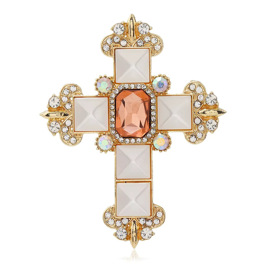 shmik Brosche, geometrisch, Kristall, Gold, Vintage, Damen - Bild 2