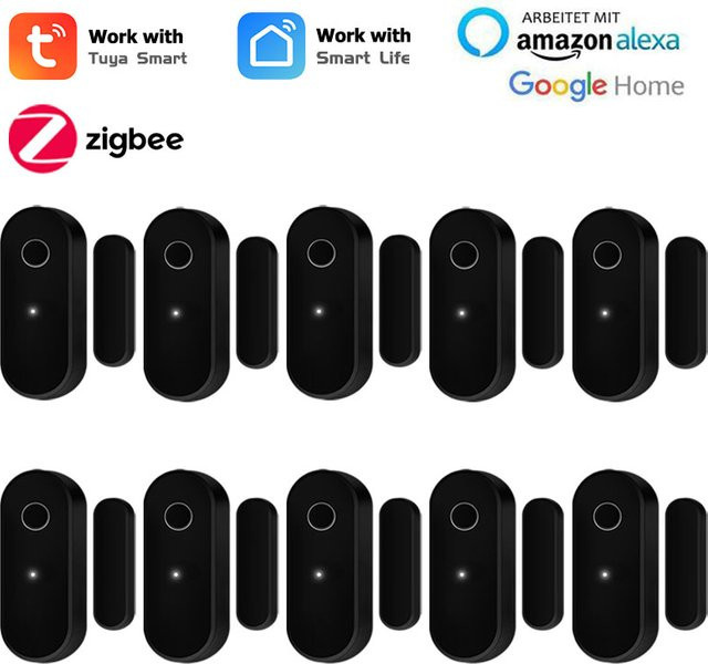 SECUGARD Tuya Zigbee Tür- und Fenstersensor zur Überwachung von Offen und Geschlossen in Schwarz für dein Smart Home Sicherheitssystem via App und Gateway - Bild 1