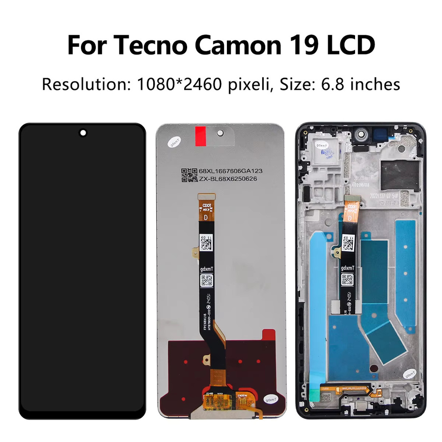 Tecno Camon 19 CI6 LCD-Display mit Touchscreen-Digitizer-Panel-Baugruppe und Rahmen in Schwarz, 6,8 Zoll - Bild 3