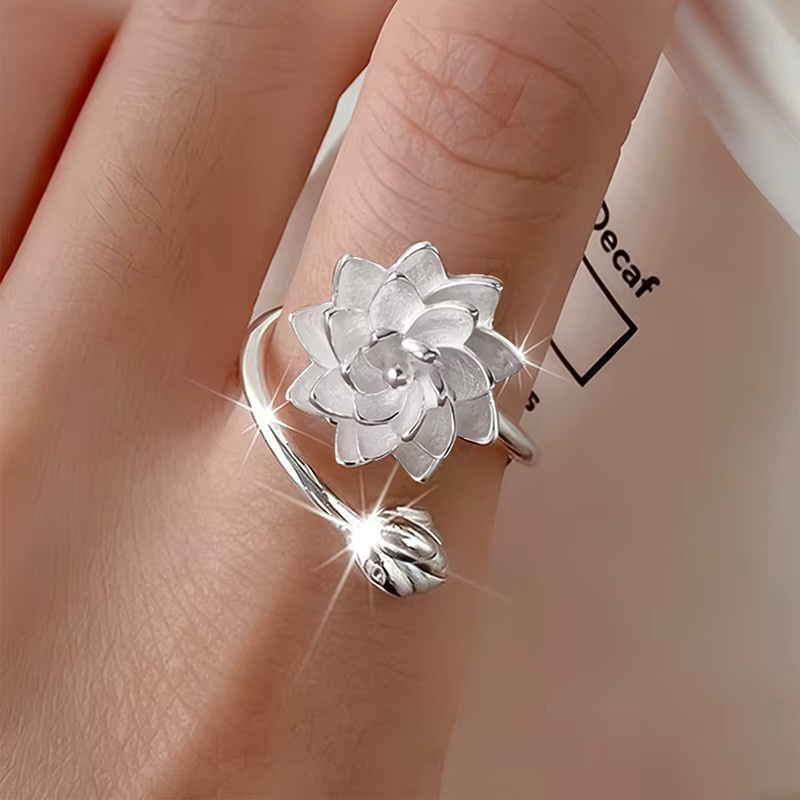 Huitan Ring, weiß, lotusförmig, Silber, Damen - Bild 2