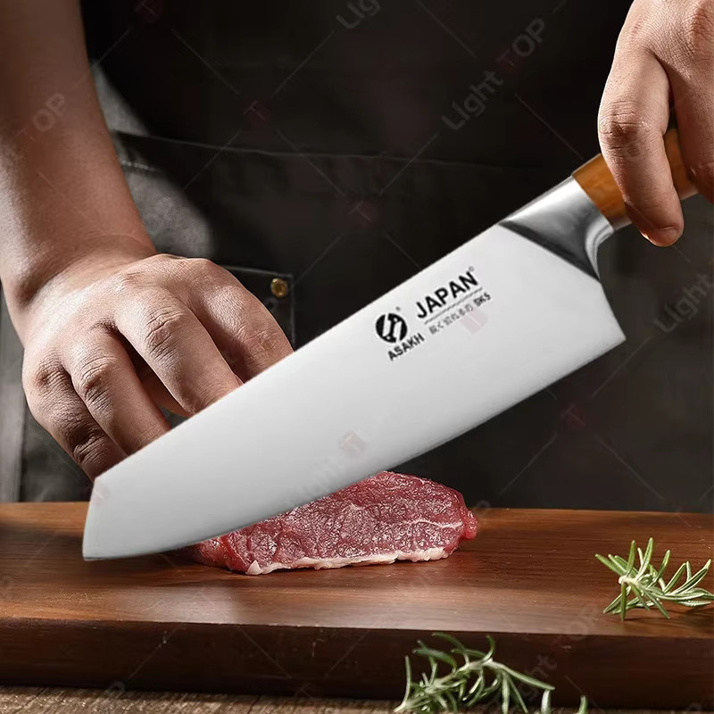 WXCOO Japanisches Küchenmesser-Set aus Edelstahl in Silber mit Holzgriff inklusive Fischschneidemesser, Ausbeinmesser, Schere und Obstschäler - Bild 2