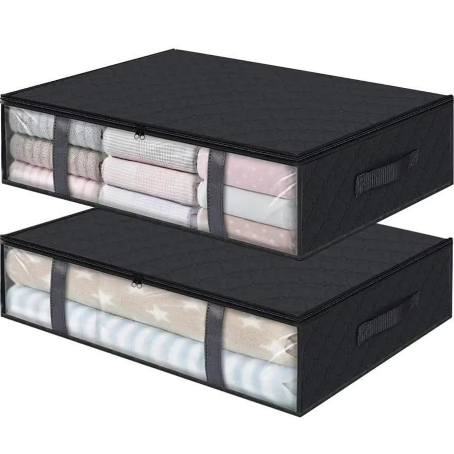 Staubdichte Unterbett Aufbewahrungstasche aus Stoff, faltbare Kleidung Aufbewahrungsbox für Quilt und Kleiderschrank, B/T/H: 60,0 x 15,0 x 15,0 cm - Bild 5