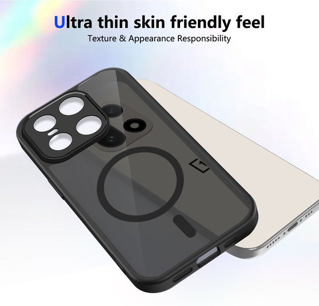 Magnetische matte Schutzhülle für OnePlus 15 13 13R ACE 5 Pro Nord CE5 13T 13S 5G in Schwarz mit MagSafe Kompatibilität und stoßfestem Design - Bild 1