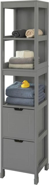 SoBuy Badezimmerschrank Hochschrank mit 2 Körben in Grau, B/T/H: 30 x 30 x 144 cm - Bild 1
