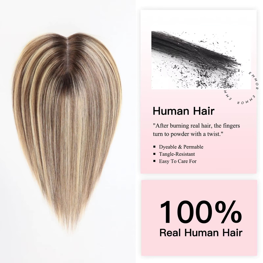 GEMMA Blond-Topper, braun gemischt, 100 % Remy-Echthaar, Damen - Bild 3