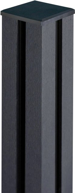 GroJa Solid Steckzaunpfosten mit Kappe aus WPC in Anthrazitgrau, B/T/H: 10 x 10 x 190 cm - Bild 1