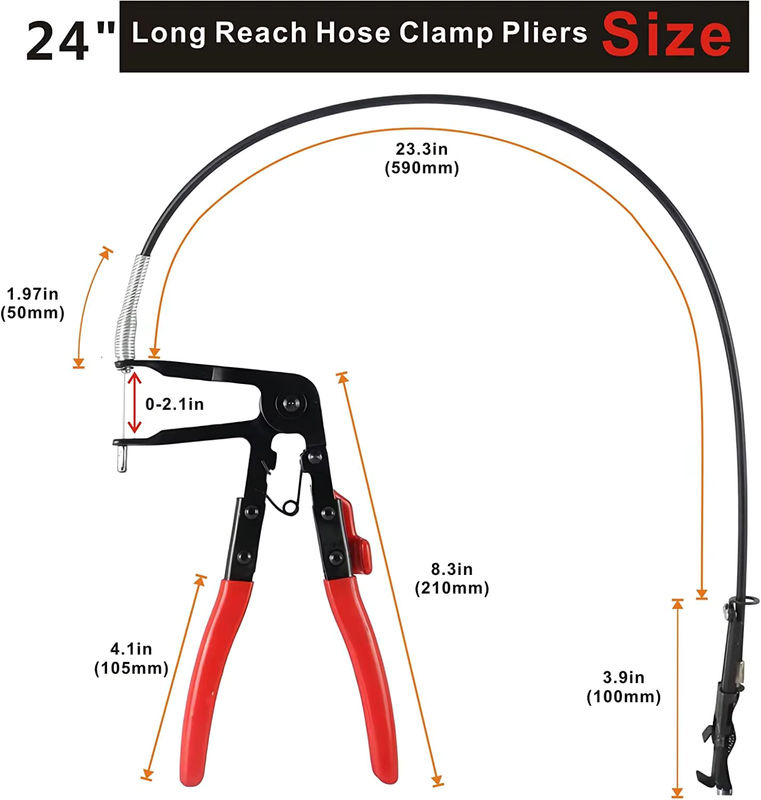 Kühlerschlauch-Klemmzange in Schwarz als Drahtspannwerkzeug mit 24 Zoll Kabel zur Entfernung von Schlauchklemmen und als Ringklemmzange - Bild 2