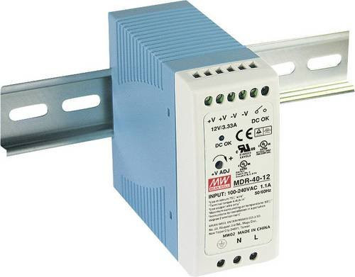 Mean Well MDR-40-12 Hutschienen-Netzteil DIN-Rail 12 V/DC 3.33A 40W in Weiß - Bild 1