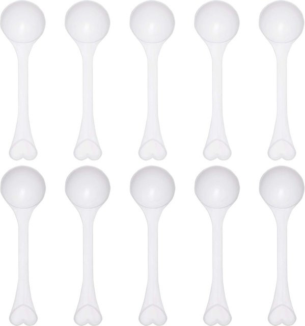 ETRSUNTECH Mikro Messlöffel aus Kunststoff, 100 Stück, Weiß, 6 ml / 3 g, Mini-Löffel mit rundem Boden zum Abmessen von Pulver - Bild 1