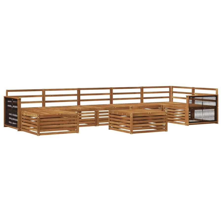 vidaXL Outdoor-Sofagarnitur aus Akazienholz in Braun, 8-teiliges Set in U-Form mit Tisch und Polstern - Bild 2