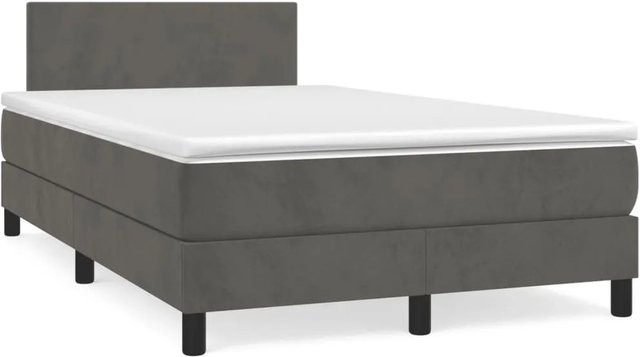 vidaXL Boxspringbett mit Matratze Dunkelgrau Samt B/T/H: 120 x 200 cm - Bild 1