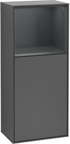 V&B Finion Seitenschrank Anthrazit mit LED-Beleuchtung und Glasfachboden, Breite: 41,8 cm, Höhe: 93,6 cm - Bild 1