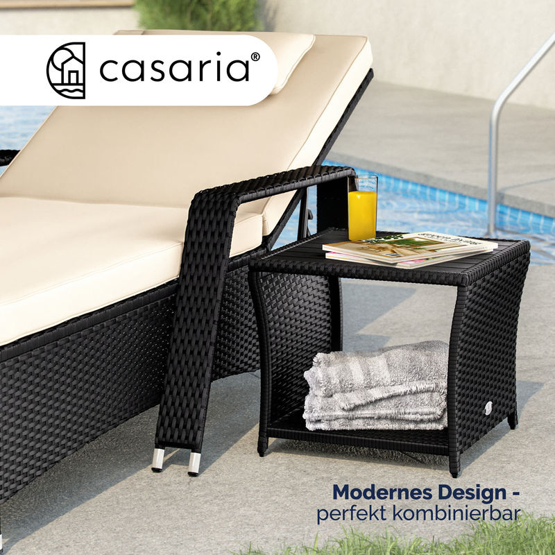 CASARIA Beistelltisch Vedis aus Polyrattan und WPC in Schwarz für In- und Outdoor, B/T/H: 45 x 45 x 40 cm - Bild 3