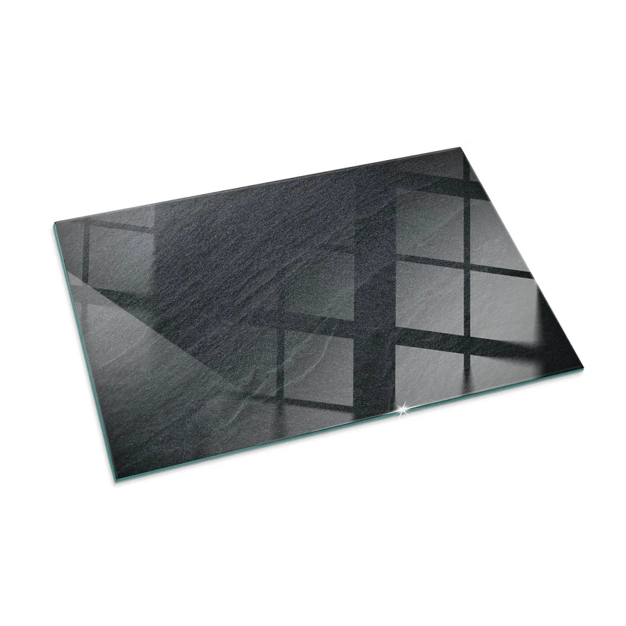 Tulup Glasplatte für Kamin in Schwarz mit Natursteinstruktur, B: 100 cm, T: 70 cm - Bild 2