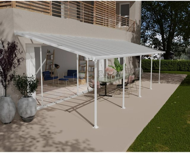 Palram Canopia Terrassenüberdachung Feria Anleistungsdach in Weiß mit integrierten Regenrinnen und Verankerungsstangen B: 300 cm, T: 971 cm - Bild 1