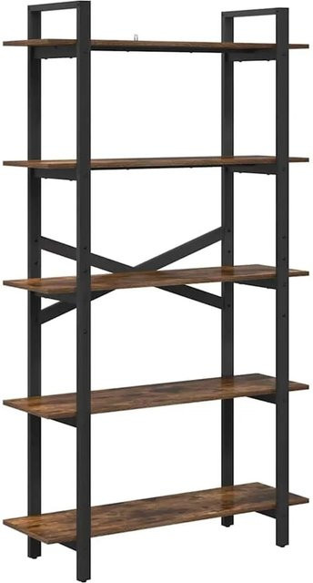 vidaXL Bücherregal im industriellen Design aus Holzwerkstoff und Stahl, Farbe: Braun, B/T/H: 100 x 33,5 x 178 cm - Bild 1