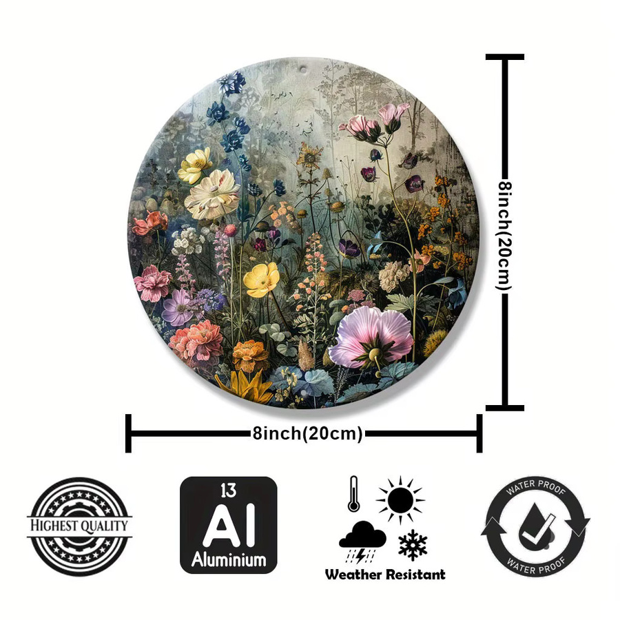 Rundes Metallschild Potdemiel mit floralem Grafikdesign in Mehrfarbig, Durchmesser: 20 cm - Bild 2
