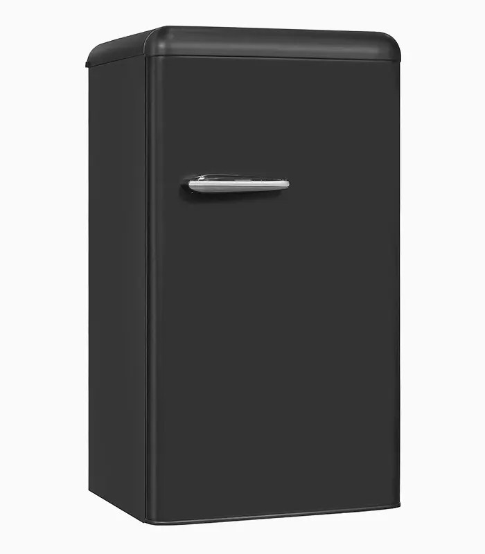 Exquisit RKS100-V-H-160F Retro Vollraumkühlschrank in Mattschwarz mit LED-Innenbeleuchtung und Flaschenregal, B/T/H: 55 x 60 x 160 cm - Bild 3