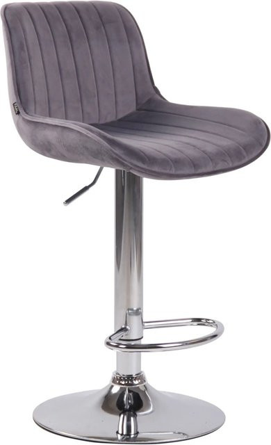 DELUKE Barhocker BEKIM aus Samt in Dunkelgrau mit Lehne, drehbar, B/T/H: 50 x 50 x 86 cm, Silber - Bild 1