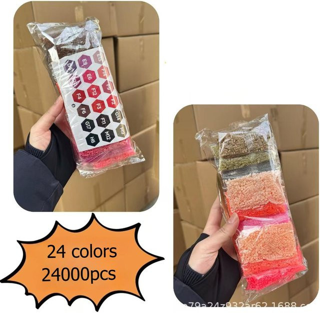 Binchi Fitness Mini-Bügelperlen Pixel-Puzzle, 24.000 Stück, 24 Farben, ab 14 Jahren - Bild 1