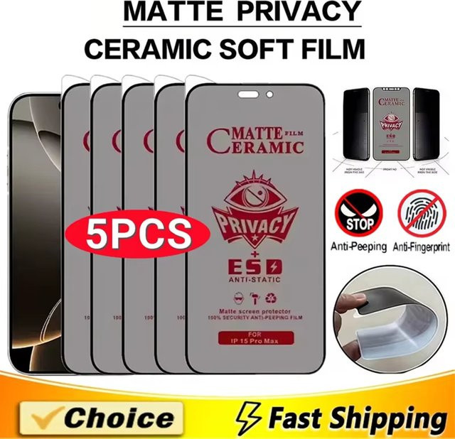 Anti-Spy Matte Keramik-Displayschutzfolie für Samsung Galaxy A56 5G A55 A54 A53 A52 A51 A50 A36 A32 A31 A30 A25 A24 transparent - Bild 1