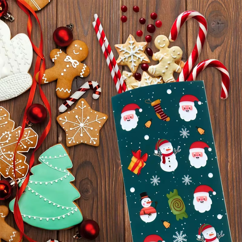 Staraise Weihnachtsgeschenktüten mit Drehverschluss aus Kunststoff, Motiv Weihnachtsmann, Schneemann, Rentier und Schneeflocke, Mehrfarbig - Bild 3