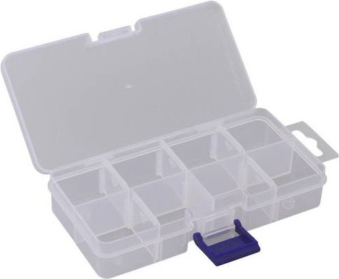 Quadrios Sortimentskasten 23SA083 transparent mit 8 variablen Fächern B: 7 cm, T: 13,6 cm, H: 2,7 cm - Bild 1
