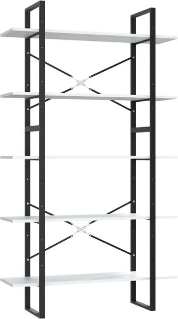 vidaXL Bücherregal in Weiß mit 5 Fächern im Industrial-Design, B/T/H: 100 x 30 x 175 cm - Bild 1