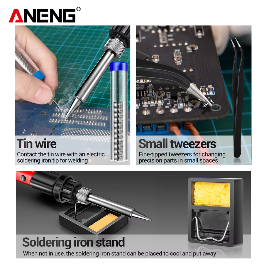 ANENG SL104/SL105 Elektrischer Lötkolben in Rot, einstellbares Profi-Lötkit für Reparaturarbeiten - Bild 6