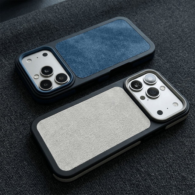 Retro Denim Jeans Handyhülle für iPhone 11 bis iPhone 17 Pro Max in Blau mit stoßfestem Kameraring und matter Panzer-Rückseite - Bild 1