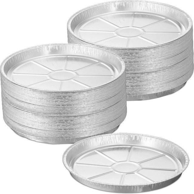 Relaxdays Alubackform Set aus Aluminium in Silber, 100er Set, rund, Höhe: 2,5 cm, Durchmesser: 27,5 cm - Bild 1