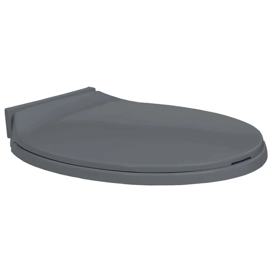 vidaXL Toilettensitz mit Absenkautomatik in Grau, oval aus Kunststoff, B/T: 42,5 x 35,0 cm - Bild 2