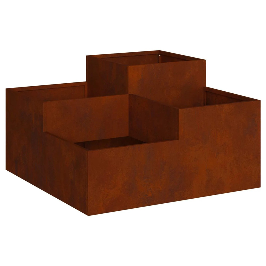 vidaXL Gartenblumentopf aus wetterfestem Stahl in Rost-Optik, B/T/H: 100 x 100 x 48 cm - Bild 2