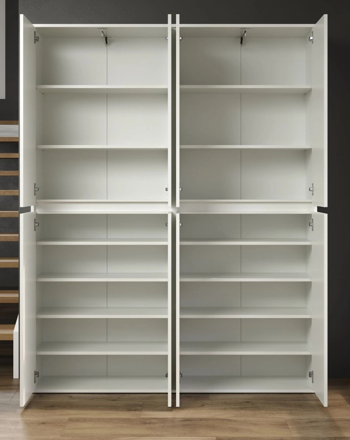 Garderobenschrank Metro in Weiß, 8-türiger Schuhschrank mit Push-to-Open Funktion, B/H: 148 x 191 cm - Bild 4