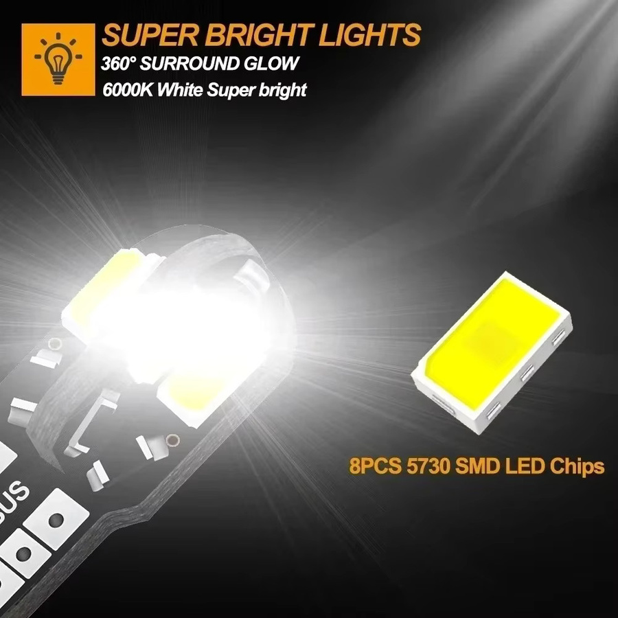 W5W T10 LED Auto Innenbeleuchtung Set mit 8 SMD Canbus Technologie in Weiß - Bild 3