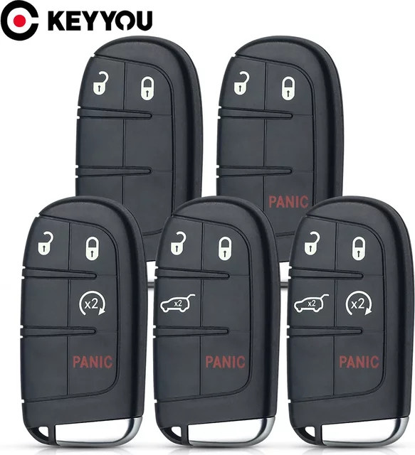 Keyyou Smart Remote Shell Fob für Jeep Renegade und Kompass, Keyless Entry Ersatzgehäuse mit 2/3 Tasten, Farbe: Schwarz - Bild 1