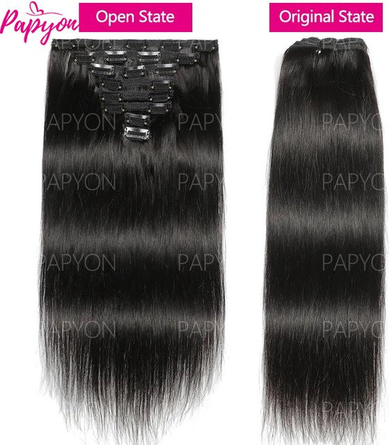 PAPYON Clip-in-Haarverlängerungen aus 100 % Echthaar, 120 g - Bild 1
