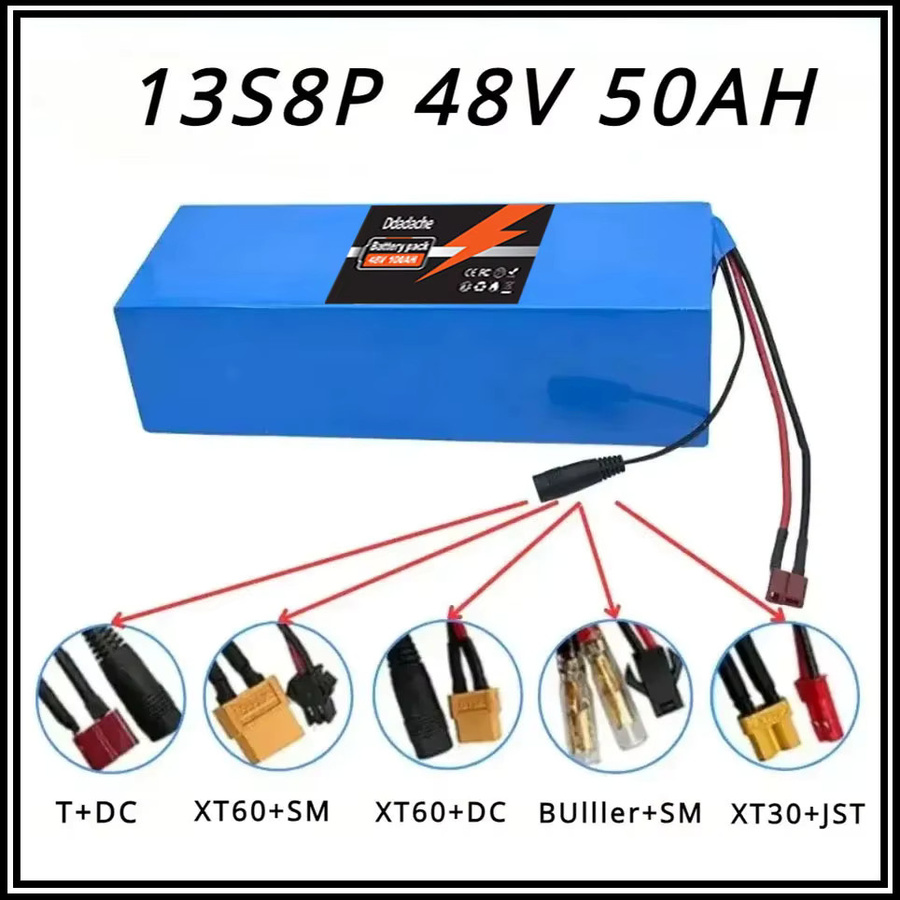 Lithium-Ionen-Akku für Fahrrad und Motorrad mit Panasonic 18650 Zellen, 48 V, 50 Ah, 50000 mAh, 13S8P, 1000 W, integriertes BMS, Farbe: Blau - Bild 2