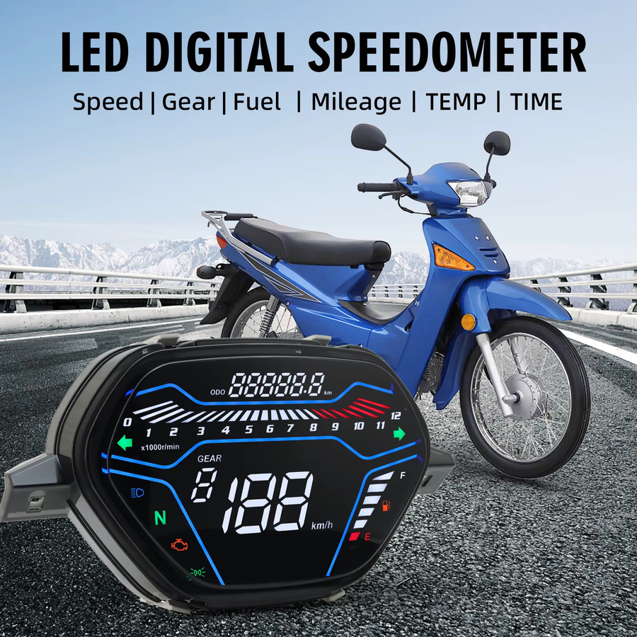 Digitaler Motorrad-Tachometer mit weißer Hintergrundbeleuchtung und Multi-LED-Dashboard für Honda Wave C100 CD100 EX5 Class1 CX DX von ZMFJH - Bild 2
